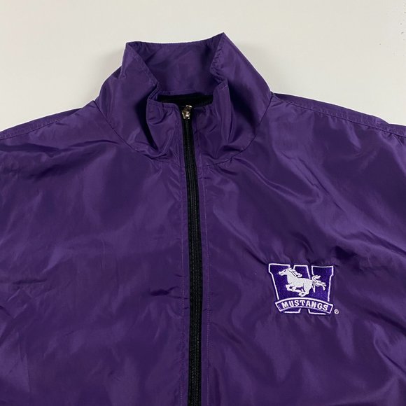 University of Western Ontario Mustangs Windbreaker Jacket Mens 2XL Purple XXL - Picture 3 of 10